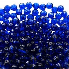 8mm Czech Faceted Round Glass Bead - Sapphire - 20pcs