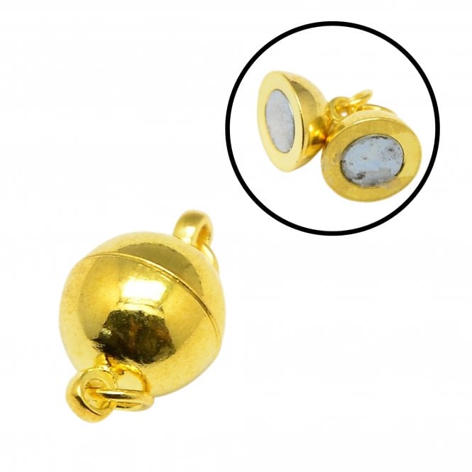 8mm Magnetic Round Clasp - Gold Plated - 1pc