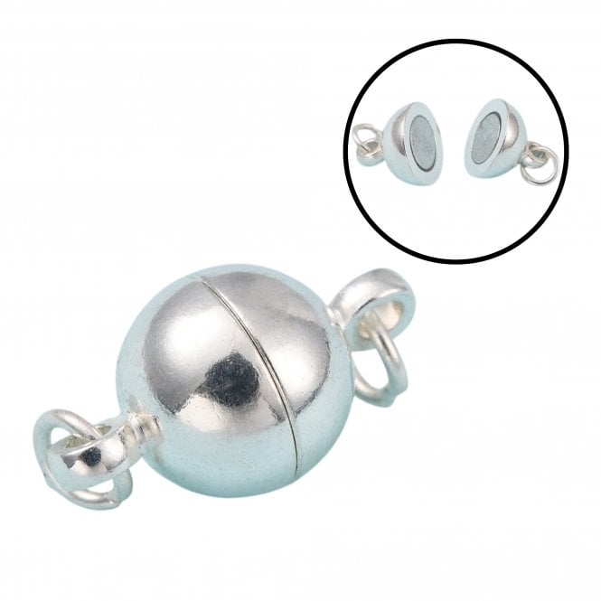 8mm Magnetic Round Clasp - Silver Plated - 1pc