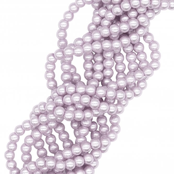 8mm Round Glass Pearl Beads - Pale Lilac - 105pcs (1 String)