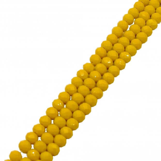 8x6mm Faceted Glass Rondelles - Opaque Canary Yellow - 68pcs (1 String)