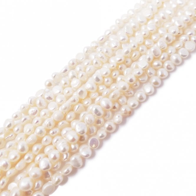 9-10mm Centre-Drilled Nuggets Freshwater Pearls - White/Ivory - 34cm