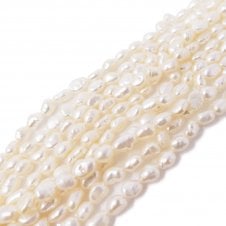 9-10mm Through-Drilled Nuggets Freshwater Pearls - White/Ivory - 37cm