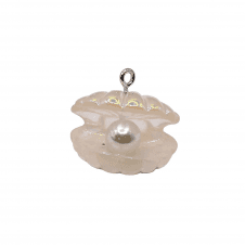 Acrylic 3D Oyster w/pearl Pendant 23x17mm - Cream - 1pc