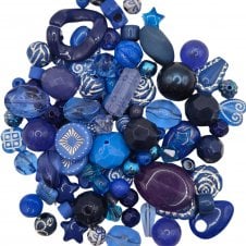Acrylic Assorted Mixed Shapes 5-28mm - Cobalt - 50g (Approx. 100 Beads)