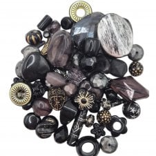 Acrylic Assorted Mixed Shapes 5-28mm - Onyx - 50g (Approx. 80 Beads)