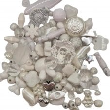 Acrylic Assorted Mixed Shapes 5-28mm - Snow - 50g (Approx. 90 Beads)