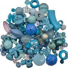 Acrylic Assorted Mixed Shapes 5-28mm - Teal - 50g (Approx. 110 Beads)