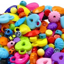 Acrylic Beads & Charms Mix - Multicoloured - 20g