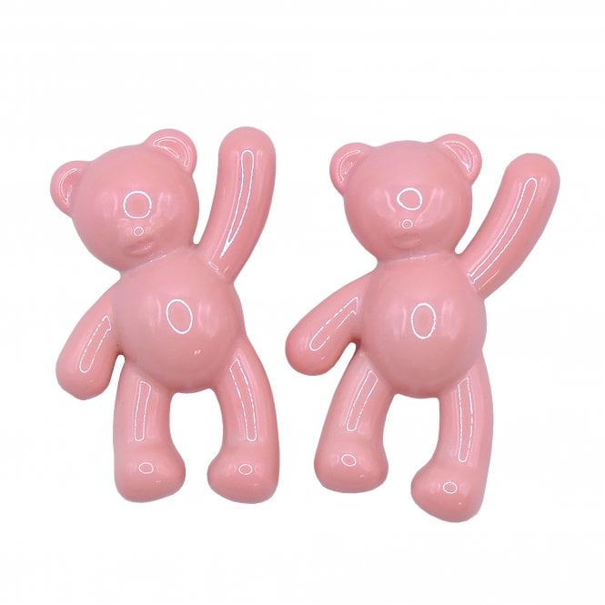 Acrylic Bear Pendant 36x22mm - Pearl Lustre Baby Pink - 2pcs