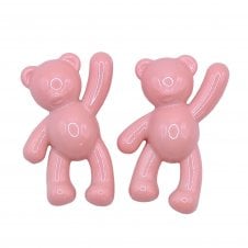 Acrylic Bear Pendant 36x22mm - Pearl Lustre Baby Pink - 2pcs