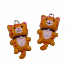 Acrylic Cat Pendant 29mm - Orange - 2pcs