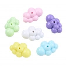 Acrylic Cloud Beads 33x23mm - Opaque Pastel Mix - 5pcs