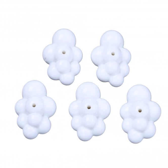 Acrylic Cloud Beads 33x23mm - Opaque White - 5pcs