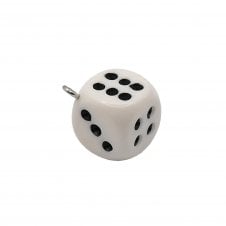 Acrylic Dice Pendant 24mm - White - 1pc