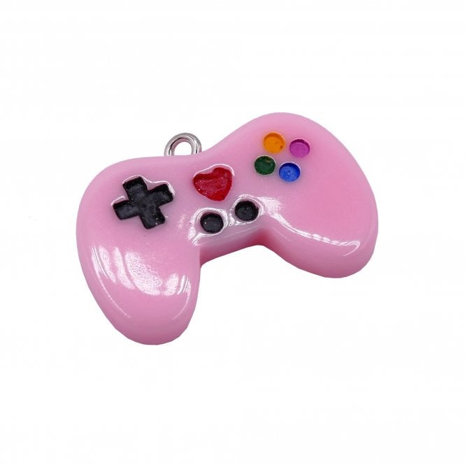 Acrylic Game Controller Pendant 28x17mm - Baby Pink - 1pc