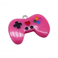 Acrylic Game Controller Pendant 28x17mm - Hot Pink - 1pc