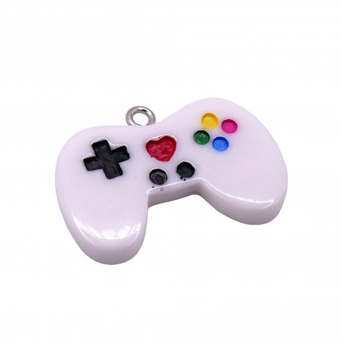 Acrylic Game Controller Pendant 28x17mm - White - 1pc