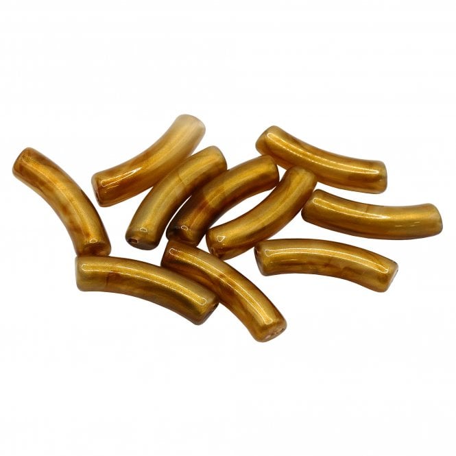 Acrylic Macaroni Style Beads 32x8mm - Metallic Bronze - 10pcs
