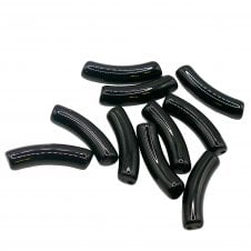 Acrylic Macaroni Style Beads 32x8mm - Opaque Black - 10pcs
