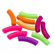 Acrylic Macaroni Style Beads 32x8mm - Opaque Bright Mix - 10pcs