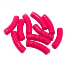 Acrylic Macaroni Style Beads 32x8mm - Opaque Hot Pink - 10pcs