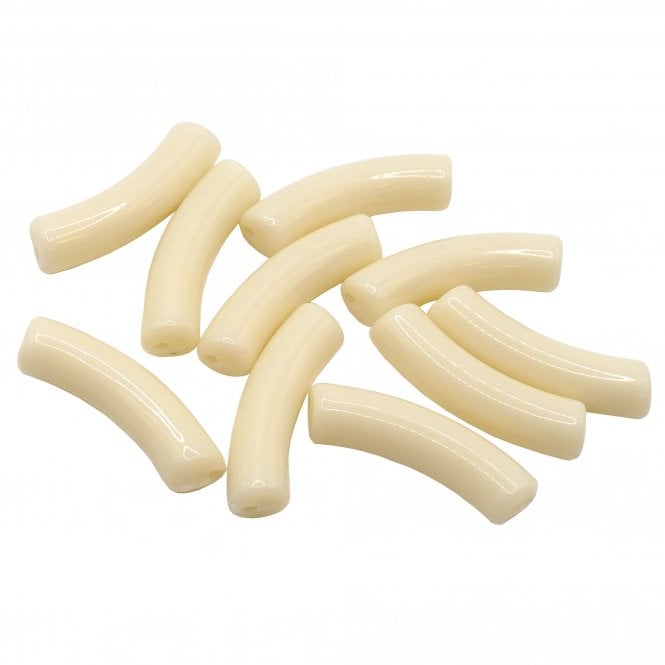 Acrylic Macaroni Style Beads 32x8mm - Opaque Ivory - 10pcs