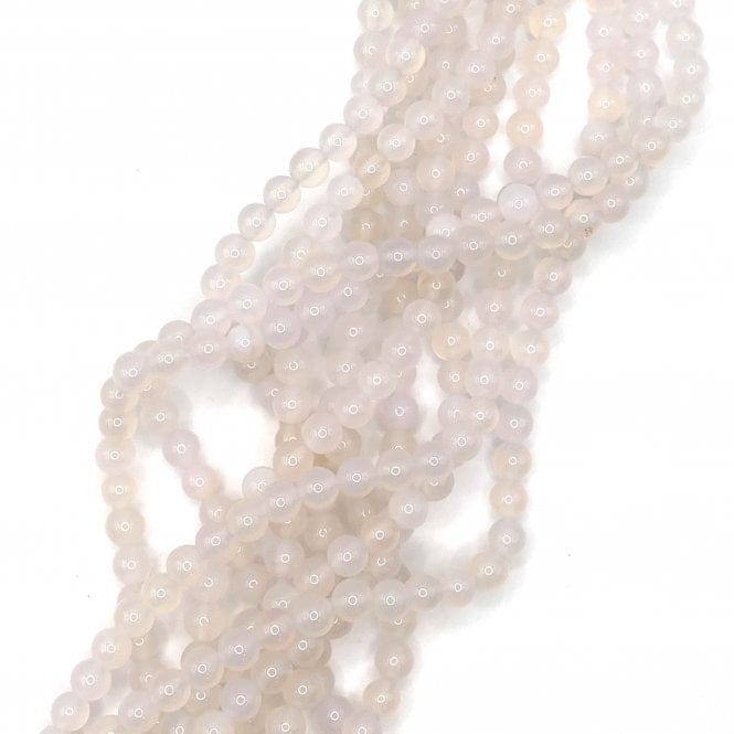 Agate Plain Round 4mm - White - 1 String (approx 95 beads)