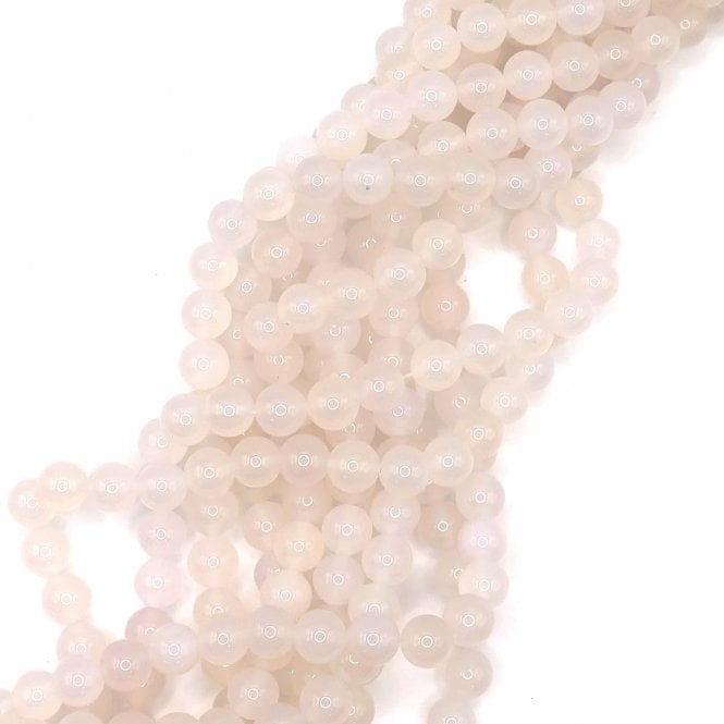 Agate Plain Round 8mm - White - 1 String (approx 48 beads)
