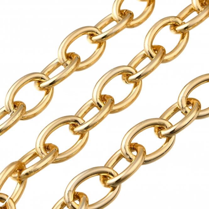 Aluminium Oval Chain 16 x 11.5mm - Gold Colour - 1m