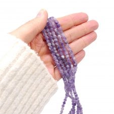 Amethyst Chevron Matte Round Semi Precious Stones 4mm - 39cm String