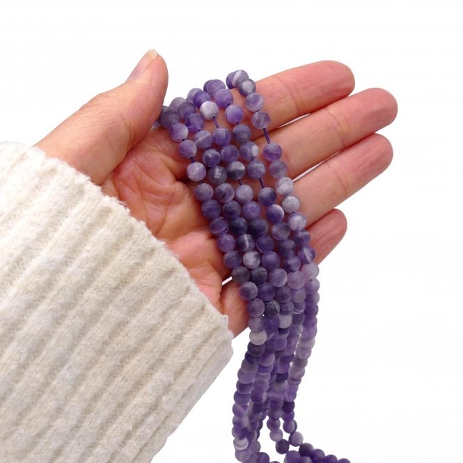 Amethyst Chevron Matte Round Semi Precious Stones 6mm - 39cm String
