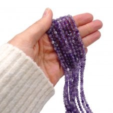 Amethyst Chevron Round Semi Precious Stones 4mm - 39cm String
