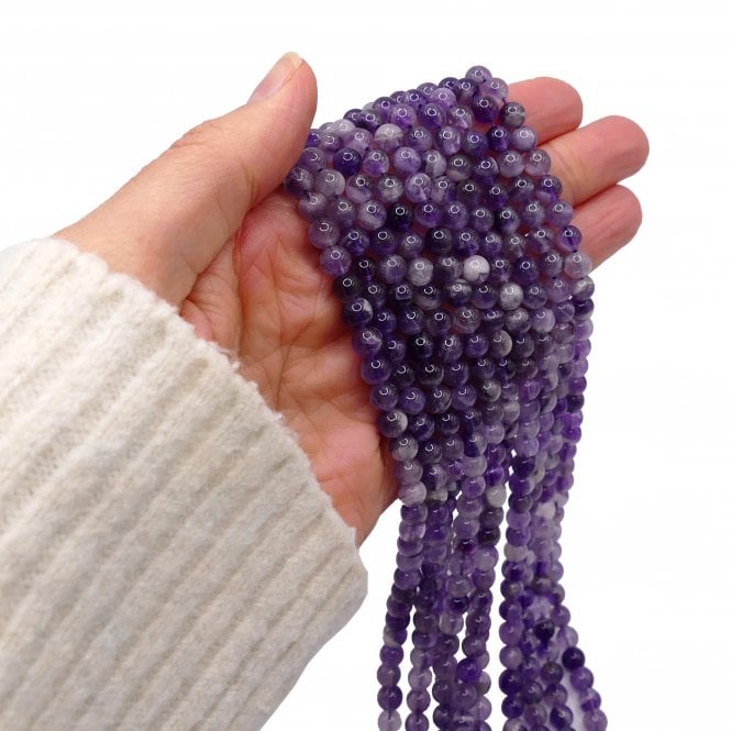 Amethyst Chevron Round Semi Precious Stones 6mm - 39cm String