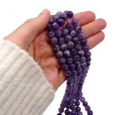 Amethyst Chevron Round Semi Precious Stones 8mm - 39cm String