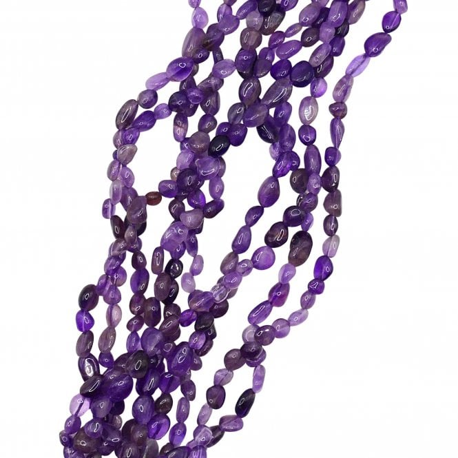 Amethyst Pebbles Semi Precious Stones 6x8mm - 39cm String