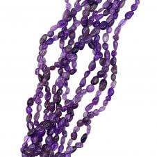 Amethyst Pebbles Semi Precious Stones 6x8mm - 39cm String
