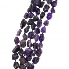 Amethyst Rough Nugget Semi Precious Stones 18x25mm - 39cm String