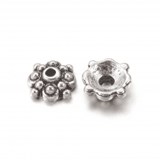 Bead Caps Tibetan Style Flower 8mm  - Antique Silver - 30pcs