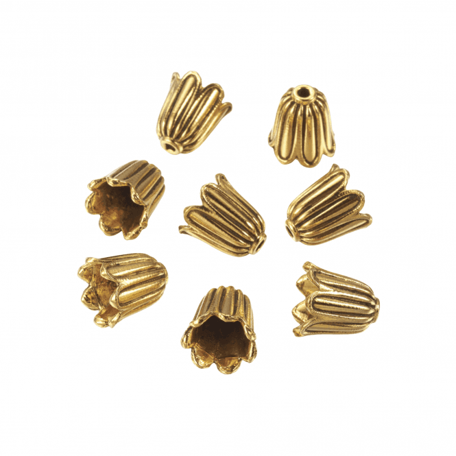 Bead Cone/Cap Flower 10mm  - Antique Gold - 6pcs