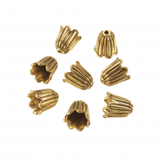Bead Cone/Cap Flower 10mm  - Antique Gold - 6pcs