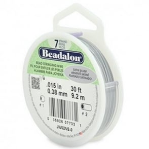 Beadalon Beading Wire 7 Strand 0.38mm (.015in) - Satin Silver - 9.2m (30ft)