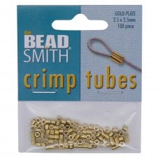 Beadsmith 2.5mm Crimp Tube Set (100pcs)  - Gold Plated - 1pk
