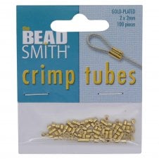 Beadsmith 2mm Crimp Tubes (100pcs)  - Gold Plated - 1pk