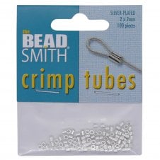 Beadsmith 2mm Crimp Tubes (100pcs)  - Silver Plated - 1pk