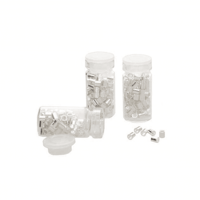  2mm Tube Crimp in Bottle (1.5mm inner) - Silver Plated - 100pcs