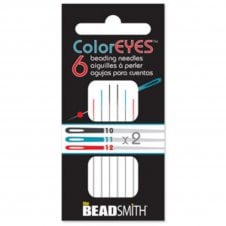 Beadsmith ColorEyes Beading Needles Assorted Size 10/11/12 - Pack of 6