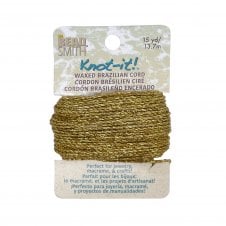 Beadsmith Knot-It! 1mm Waxed Brazillian Cord - Gold - 13m