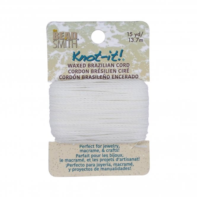  Knot-It! 1mm Waxed Brazillian Cord - White - 13m