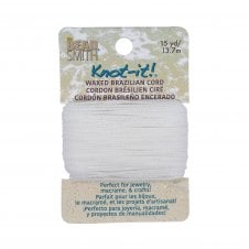 Beadsmith Knot-It! 1mm Waxed Brazillian Cord - White - 13m